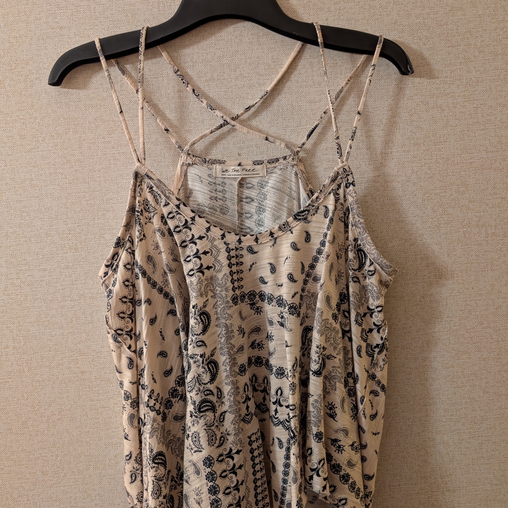 Free People Cream and Black Patterned Tank Top. New without tags.
